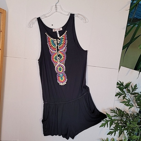 Nanette Lepore Rayon Elastane Beach Swim Romper Black Size M - Picture 10 of 16